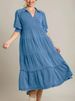 2025 New Fashion Comfortable Mid-Sleeve V-Neck Layered Dress For Women_ecoleips.com