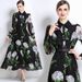 Elegant Floral Print Maxi Dress With Belt, Long Sleeve A-Line Dress For Women, Vintage-Inspired Fall Fashion_ecoleips.com