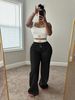 New Color-Block Double Waistband Layered Loose Sports Street Casual Long Pants Two-Piece Set For Women_ecoleips.com
