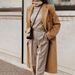 Women's Clothing Long Sleeved Lapel Solid Color Double Breasted Slim Fitting Coat_ecoleips.com