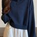 Japanese-style College-style Polo Collar Short Sweatshirt New Spring Collection, Loose And Versatile, Long-sleeved Top_ecoleips.com