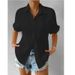 Women's Clothing Women's Short Sleeve Cardigan Shirt Patchwork Pockets Solid Color Elegant Casual Lapel Raglan Sleeves_ecoleips.com