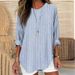Women's Clothing Women's Printed Striped Crew Neck Long Sleeve Shirt Fashion For Formal & Casual For Women_ecoleips.com