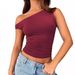 Summer Hot Girl Suspenders Oblique Shoulder Vest Female Outer Wear Slim Pleated Vest American Style Sleeveless Top Female_ecoleips.com