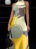 Freeacy Women's Sexy Printed Skinny Dress High Neck Sleeveless High Waist Pleated Party Dress Floor Length Evening Dresses_ecoleips.com