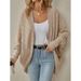 Women's Long Sleeve V-Neck Cardigan - Lightweight Polyester Blend, Open Front Drape, Solid Color Versatility_ecoleips.com