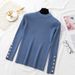 Cozy Retro Knit Sweater Women's Long Sleeve Round Neck Pullover Slim Fit Casual Top_ecoleips.com