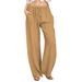 Suitable For All Seasons 2025 Plus Size Women's Elastic Waist Long Linen Casual Loose Wide Leg Pants_ecoleips.com
