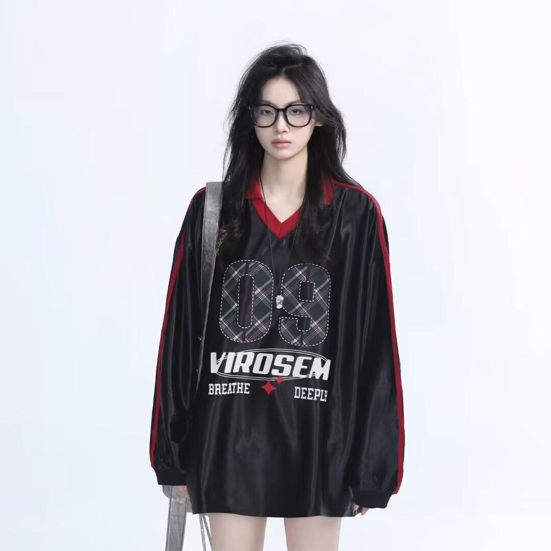 Retro V-Neck Hip-Hop Hoodie – Oversized Letter Print Sweatshirt For Men & Women, Loose Fit Streetwear Pullover (Black, White, 9002-White, M-2xl)_ecoleips.com