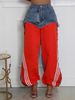 Women's Clothing Fashion Street Stitching Design Striped Bar Retro Drawstring Jeans_ecoleips.com