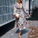 V-Neck Floral Dress, Summer Women's Casual Printed Long Skirt For Vacation And Leisure Wear_ecoleips.com