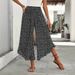 Flowy High-Waisted Wide Leg Pants With Dots - Tied Waist For A Flattering Silhouette, Comfortable & Breathable (Navy, Royal Blue, Black, Green)_ecoleips.com