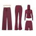 Women's Clothing Women's Slim Fit Jacket Four Piece Set With Flared Pants Cropped Pants Straight Leg Pants And Stretch Jacket_ecoleips.com