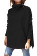 Women's High Neck Batwing Sleeve Tunic Sweater - Soft Acrylic Knit, Slim Fit, Elegant Casual Wear (White, Khaki, Black, Navy, Brown, Beige, Burgundy)_ecoleips.com