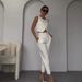 Women's Clothing solid color round neck button top temperament straight pants suit_ecoleips.com