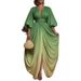Women's Clothing Spring/Summer V Neck Printed Pleated Dress Style Full Skirt Fashionable Elegant Loose Slimming_ecoleips.com