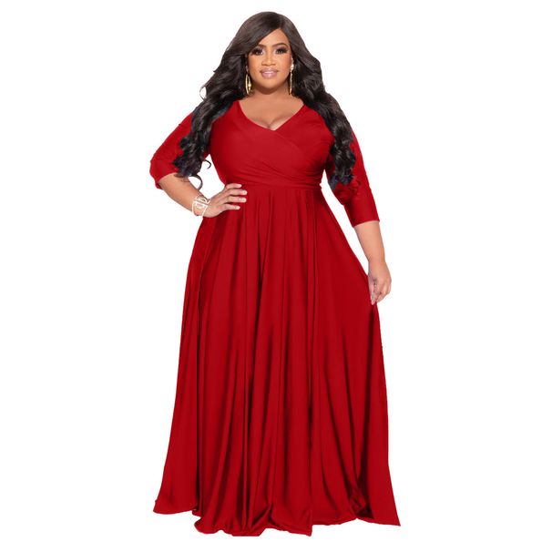 Women's Clothing Supply Large Size Fat Solid Color V Neck Sexy_ecoleips.com