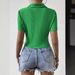 Women's Elegant Solid Color Knitted Short Shirt Fashion Breathable Top Design Short Sleeve_ecoleips.com