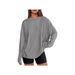 Verve New Summer Solid Color Long Sleeve Round Neck T-Shirt Loose Casual Women's Top Spring Autumn Versatile Base Shirt_ecoleips.com