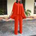 foreign Trade Women's Fashion Elegant Loose Plus-size Irregular Top Wide-leg Pants Set European And American_ecoleips.com