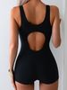 Women's Geo Print Boyleg One Piece Swimsuit Open Back Athletic Slim Fit Bathing Suit For Training_ecoleips.com
