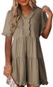 Women's Ruffled Short Sleeved V Neck Layered Maxi Skirt Four Way Stretch Spring Summer New Style Casual Elegant Dress_ecoleips.com