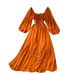 Women's Clothing Chic Gentle Style Square Neck Puff Sleeve Dress French Retro Chiffon Skirt Autumn_ecoleips.com