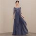 Elegant Slimming U-Neck Long Evening Gown in Chiffon for Parties And Special Occasions with Flowy Hem_ecoleips.com