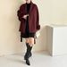 Fox High-End Feel Lace-Up Green Fruit Collar Elegant Double-Sided Wool Woolen Women's Autumn Winter New Fur Coat_ecoleips.com