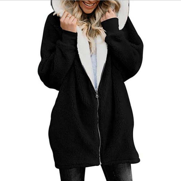 Women's Clothing Lambskin Hooded Mid Length Sweatshirt For Women Autumn And Winter New Plush Plush Coat For Women_ecoleips.com
