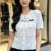 Yuanbiao 2026 Summer New Bow Tie Short Sleeve Knit Shirt For Women, Slim Fit, Elegant And Trendy Top_ecoleips.com