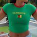 Women's Clothing Personality Sexy Slim Retro Street T Shirt Hot Girl Outfit Flag Letter Embroidered Top T Shirt_ecoleips.com