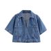 Women's Clothing New Short Denim Shirt Double Breasted Denim Skirt Pants_ecoleips.com