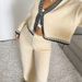 European American Cross-border Autumn Winter Color-blocking V-neck Top Set, Loose, Stylish, Elegant, And_ecoleips.com