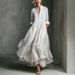 French Style Flowy Maxi Shirt Dress - Lightweight Summer Dress With Full Skirt For Women_ecoleips.com