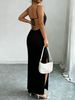 Women Spaghetti Strap Maxi Dress Square Neck Sequin Fitted Slit Bodycon Dress Sexy Spring Summer Party Club Evening Dress_ecoleips.com