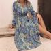 European American Cross-border Independent Site Women's Clothing Autumn And Winter New Elegant V-neck Printed_ecoleips.com