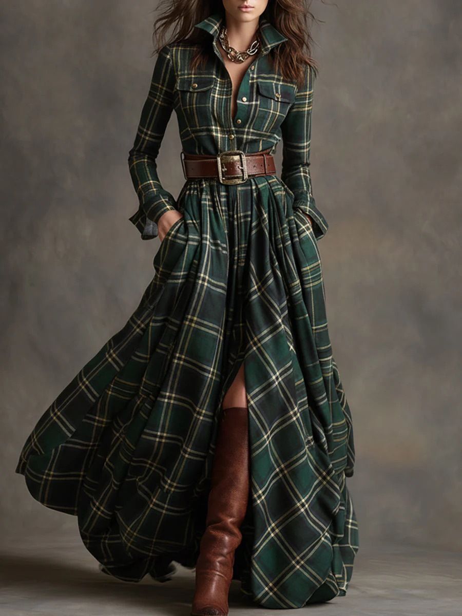 Women's Plaid Dress French Retro New Style From Women's Clothing_ecoleips.com