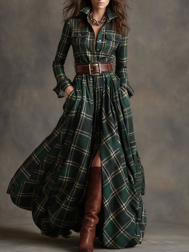 Women's Plaid Dress French Retro New Style From Women's Clothing_ecoleips.com