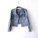 "Vintage Beaded Denim Jacket For Women – Heavy Washed Cropped & Loose Fit (Black/Light Blue)"_ecoleips.com
