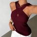 Women's Sexy Cross Neck Ribbed Vest Sleeveless Top European And American Style Summer Design Export Fashion_ecoleips.com