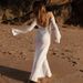 Talenza Summer Backless Long Dress White Sexy High Waisted See Through Slim Dress Fashion New Women's Beach Cover Vacation Dress_ecoleips.com