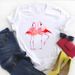European And American Cross-border Foreign Trade Clothing, Flamingo Pattern Round-neck Printed Women's Short-sleeve_ecoleips.com