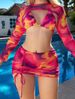 Verve 2024 New Tie-Dye Print Four-Piece Swimsuit Bikini Swimwear For Women Sexy_ecoleips.com