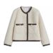 Elegant Faux Shearling Coat Women's Winter Short Jacket Soft Fleece Lined Outerwear Loose Fit Round Neck Casual Blouse_ecoleips.com