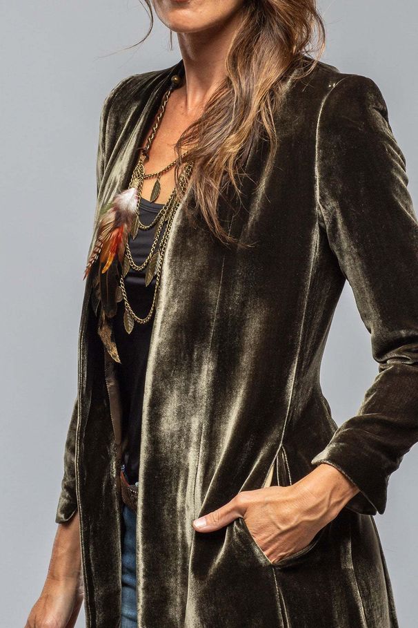 Women's Clothing Velvet Long Cardigan Solid Color Retro Split Coat Windbreaker Loose Coat_ecoleips.com