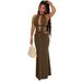 Women's Clothing Halter Neck Deep V Hollowed Out Long Dress Rhinestone Studded Slim Fit Sexy Evening Party Gown For Women_ecoleips.com