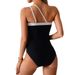 Women's Clothing New One Piece Swimsuit Women Color Matching Bikini Swimsuit One Shoulder Bikini_ecoleips.com