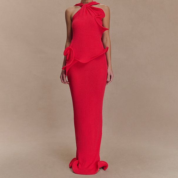 Summer New Arrival Women's Long Halter Neck Dress European American Style Backless Fashion Fishtail Skirt_ecoleips.com