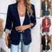 Women's Blazer - Slim Fit Stretch Button-Up Jacket With Roll-Up Sleeves, Office To Casual Blazer For Women_ecoleips.com